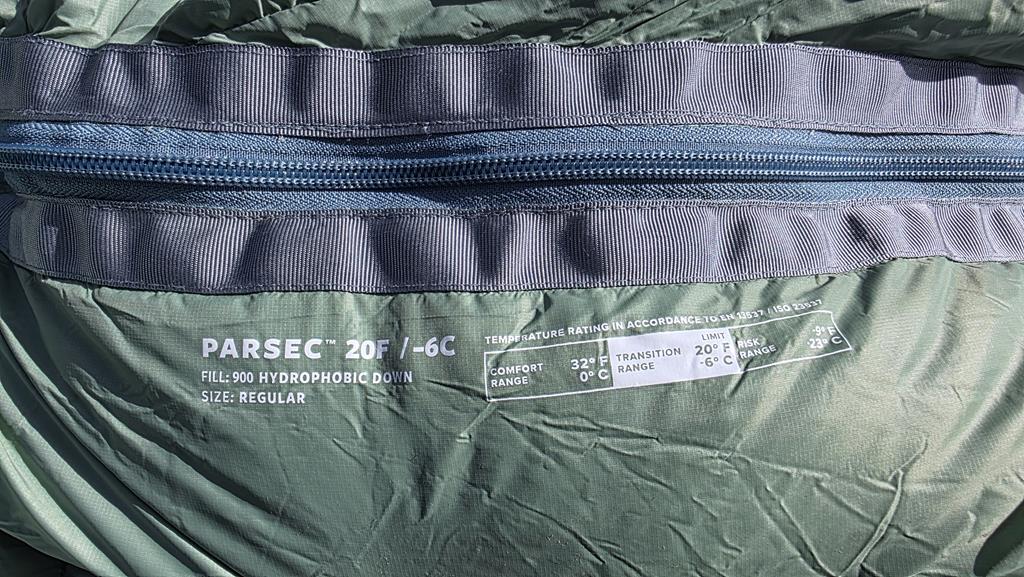 Thermarest Parsec 0°C/-6°C comfort range